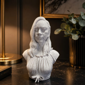 Buste personnalisé créé à partir d’une photo et imprimé en 3D